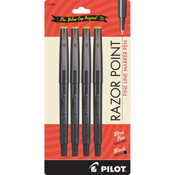 PILOT Razor Point Fine Line Marker Stick Pens, Ultra-Fine Point (0.3mm) Black Ink, 4-Pack (11044)