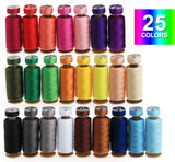 ilauke 50Pcs Bobbins Sewing Threads Kit, 400 Yards per Polyester Thread Spools, Prewound Bobbin with Case for Brother Singer Janome Machine, 25 Colors