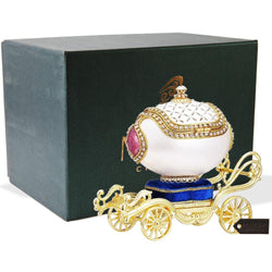 Matashi Faberge Egg Music Box | Elegant Table Top Ornament w/Brilliant Crystals | Home, Living Room, Bedroom Décor (Carriage, Swan Lake)