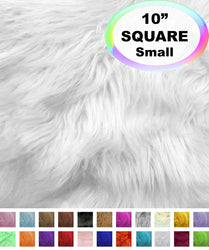 Barcelonetta | Faux Fur Squares | Shaggy Fur Fabric Cuts, Patches | Craft, Costume, Camera Floor & Decoration (White, 10" X 10")