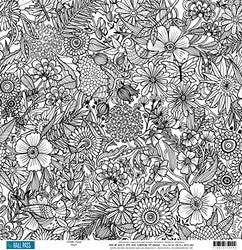 American Crafts 375299 Adult Coloring Books Patterned Paper (25 Pack), 12 by 12", Floral