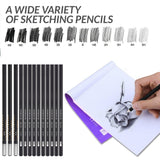 Dowswin 18 Pieces Pen Charcoal Sketch Set Sketching Pencil Set of Pencils Eraser Craft Knife Pencil Extender Roll up Canvas Carry Pouch Pro Art Supply for Beginners Artist