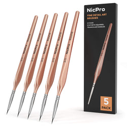 Nicpro Detail Paint Brushes 5 PCS Fine Tip 000 Professional Miniature Painting Kit Round 3/0 Art Brush for Micro Watercolor Oil Acrylic Craft Models Rock Army Painting