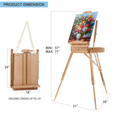 Magicfly French Easel with Sketch Box, Art Painting Easel for Adults with Shoulder Strap, Portable French Style Easels for Painting & Drawing, with Wooden Pallete