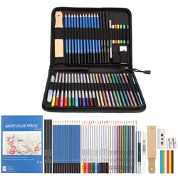 AGPTEK 53pcs Drawing and Sketching Pencil Set, with Pencil, Watercolor Pencil, Sketching Pencil Set & Canvas Zipper Case, Ideal for Artists, Sketchers, Teachers & Students