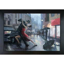 overstockArt Life is a Dance in The Rain by Borda with New Age Wood Frame, Black Finish