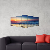 Pyradecor 5 Piece Large Modern Seascape Artwork Gallery Wrapped Ocean Sea Beach Pictures Giclee Canvas Prints Waves Paintings on Canvas Wall Art for Living Room Bedroom Home Decorations L