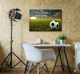 wall26 - Canvas Prints Wall Art - Close Up of Soccer Ball on an Open Field | Modern Wall Decor/Home Decoration Stretched Gallery Canvas Wrap Giclee Print. Ready to Hang - 24" x 36"