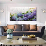 Metuu Oil Paintings,24x48 Inch Pink Purple Flower Wall Art Hydrangea Canvas Paintings Modern Home Decor for Bathroom Girls Bedroom Living Room Decor Large Modern Floral Painting Still Life Colorful， R