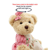 Oitscute 2-Pack Teddy Bear,Cute Stuffed Animal,Couple Gift Soft Plush Toy 11inch (Red Plaid Clothes)