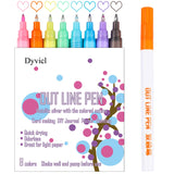 Double Line Pen Outline Pen Self Outline Metallic Markers - 0.7 mm Medium Point Metallic Outline Markers for Scrapbooking, Journal, Card Making, Poster Drawing, Painting, 8 Colors