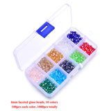SROMAY 1000Pcs 4mm Bicone Crystal Glass Beads for Jewelry Making Assorted AB Color Faceted Spacer Beads with Container Box