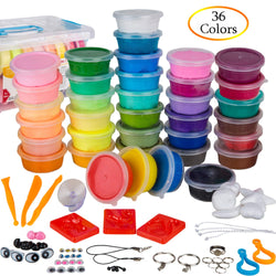 PolyClay Air Dry Clay 36 Colors DIY Modeling Clay Kit, Ultra-light with Accessories, Tools and Tutorials, Eco-Friendly Creative Art DIY Crafts, Non-toxic.