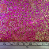 Metallic Paisley Brocade Fabric 60" By Yard in Red Yellow White Purple Blue (Fuchsia / Gold)