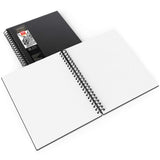 Arteza Sketch Book, 9x12-inch, 2-Pack, Black Drawing Pads, 200 Sheets Total, 68 lb 100 GSM, Hardcover Sketchbook, Spiral-Bound, Use with Pencils, Charcoal, Pens, Crayons & Other Dry Media
