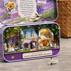 vividesire DIY Dollhouse Kit Assembled Toys Theatre Box Miniature Wooden House with Furniture Light Plant for Kids Children Girl Friend Birthday Gift