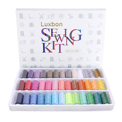 Luxbon 39 Spools Rainbow Polyester Sewing Thread Box Kit Set Ideal for Quilting Stitching/Hand Sewing/Machine Sewing