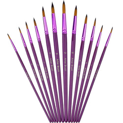 Mudder 12 Pieces Artist Paint Brushes Fine Paint Brush for Acrylic Watercolor Oil Painting, Purple