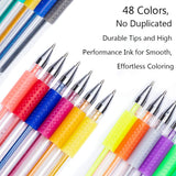 Gel Pens Glitter, 96 Gel Coloring Pen Set Including 48 Unique Sparkly Colors & 48 Refills for Adult Coloring Books Crafting Doodling Drawing Art Supplier