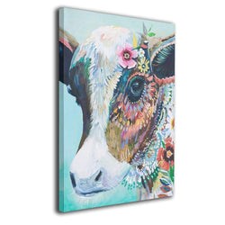 Martoo-store Art Colorful Animals Cow funny Decorative Artwork Abstract Oil Paintings On Canvas Wall Art Ready To Hang For Home Decorations Wall Decor, Pictures For Living Room