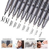 Fineliner Drawing Pens, 10 Size Micro-Line, Calligraphy Brushes Pen, Waterproof Archival Black Ink, for Beginners Hand Lettering, Scrapbooking, Technical Drawing, Sketchbook, Office Documents