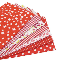 7pcs Red 19.7" x 19.7" Cotton Sewing Fabric Bundles, Pre-Cut Quilt Squares for DIY Crafting Patchwork
