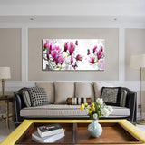 AH40550 Wall Art Framed Canvas Prints Pink Flower and Butterfly Stretched and Framed Canvas Paintings Ready to Hang for Home Decorations Wall Decor