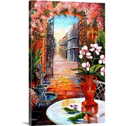 View from a French Quarter Courtyard Canvas Wall Art Print, 16"x24"x1.25"