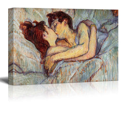 wall26 - in Bed The Kiss by Henri de Toulouse-Lautrec - Canvas Print Wall Art Famous Painting Reproduction - 24" x 36"
