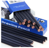 Maries Drawing Pencils Primary Sketch Box of 12 Soft Charcoal Non-toxic Black Lead Wood Pencil for Art (12B)