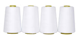 Mandala Crafts All Purpose Sewing Thread from Polyester for Serger, Overlock, Quilting, Sewing Machine (4 Cones 6000 Yards Each,White)