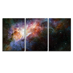 wall26 - 3 Piece Canvas Wall Art - Beautiful Multicolored Galaxy - Modern Home Decor Stretched and Framed Ready to Hang - 16"x24"x3 Panels