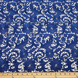 Lotus Guipure Corded French Lace Embroidery Fabric 52" wide Many Colors (Royal Blue)