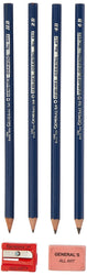 General Pencil 497BP Semi-Hex Graphite Drawing Pencils 4/Pkg-HB, 2B, 4B, 6B