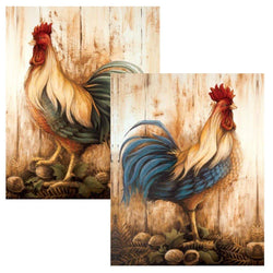 wallsthatspeak Vintage Rooster Art Prints, Farmhouse Country Wall Decor, Fall Decorations, Two 8x10 Prints