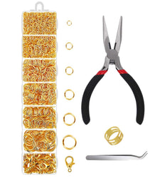 1500 Pieces Jump Rings with Lobster Clasps and Jewelry Pliers for Jewelry Making Supplies Findings and Necklace Earring Repair, Gold