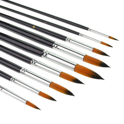 Marrywindix 9pcs Round Pointed Tip Pony Hair Artists Filbert Paintbrushes, Watercolor Paint Brush Set Acrylic Oil Painting Brush Black