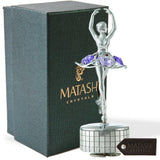 Matashi Chrome Plated Ballet Dancer Wind-Up Music Box with Purple Crystals, Home Bedroom Decor Tabletop Ornaments Gift for Musician Wife Mom on Mother's Day Christmas Valentine's Day Birthday(Memory)