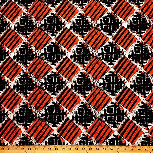 African Print Fabric Checked Cotton Print 44'' wide Sold By The Yard (90109-1)