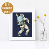 Dancing Astronauts Space Wall Prints - 6 Unframed 8x10 Artwork For Children's Room Playroom Boy Girl Nursery Office | Fun Funky Outer Space Men & Women | Music Dance Prints Posters for Bedroom Decor