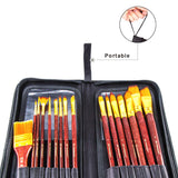 Transon Art Paint Brush Set with Brush Case Assorted 16pcs for Acrylic, Watercolor, Gouache, Oil Painting, Tempera and Body Painting