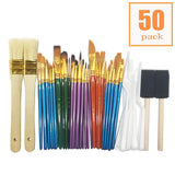 50 All Purpose Paint Brush Value Pack - Great with Acrylic, Oil, Watercolor, Gouache