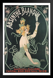 Absinthe Blanqui Art Nouveau Liquor Advertisement Art Print Black Wood Framed Poster 14x20