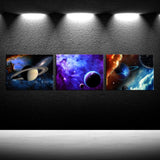 iKNOW FOTO 3 Piece Canvas Prints Galaxy Stars Abstract Space Wall Art Elements of This Image Furnished by NASA Modern Home Decor Stretched and Framed Ready to Hang for Kids Room Decor 12x16inchx3pcs