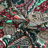 ITY Fabric Paisley Maize (10-2) Print Polyester Lycra Knit Jersey 2 Way Spandex Stretch 58" Wide