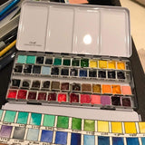 FCLUB Empty Watercolor Tins Palette Paint Case Large Watercolor Palette Box Metal Tin - Will Hold 48 Half Pans or 24 Full Pans