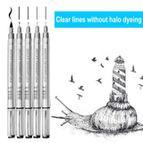 KuiXing Black Micro-line Pens Fineliner Ink Pens Set of 10 Sizes Writing Drawing Pens Ultra Fine Point Technical Office Documents Artist Illustration Pens Range 0.2mm to 2.5mm Width Tips