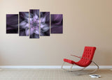 TutuBeer 5 Panel Bauhinia Chinese Redbud Purple Flower Plant Botany Picture Flower Artwork Oil Painting on Canvas Stretched and Framed Giclee Print Home Decoration Living Room Bedroom Wall Art Hanging
