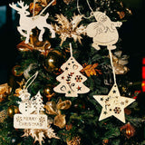 Wooden Christmas Ornaments 54 Pcs Wood Cutouts Slices Christmas Crafts Kits With Snowman, Santa Claus, Snowflake, Deer, Heart, Bird, Christmas Tree, Horse, Star & Xmas