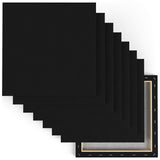Arteza 12x12 inch Black Stretched Canvas for Painting, Pack of 12, Primed, 100% Cotton, Acid-Free, for Acrylic & Oil Paint, Pouring Techniques & Wet Art Media